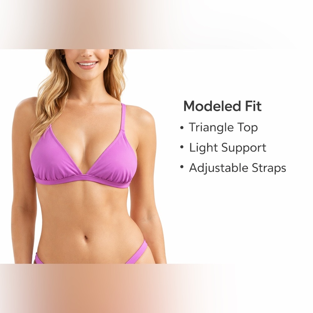 Women's Triangle Bralette Bikini Top - Purple C341